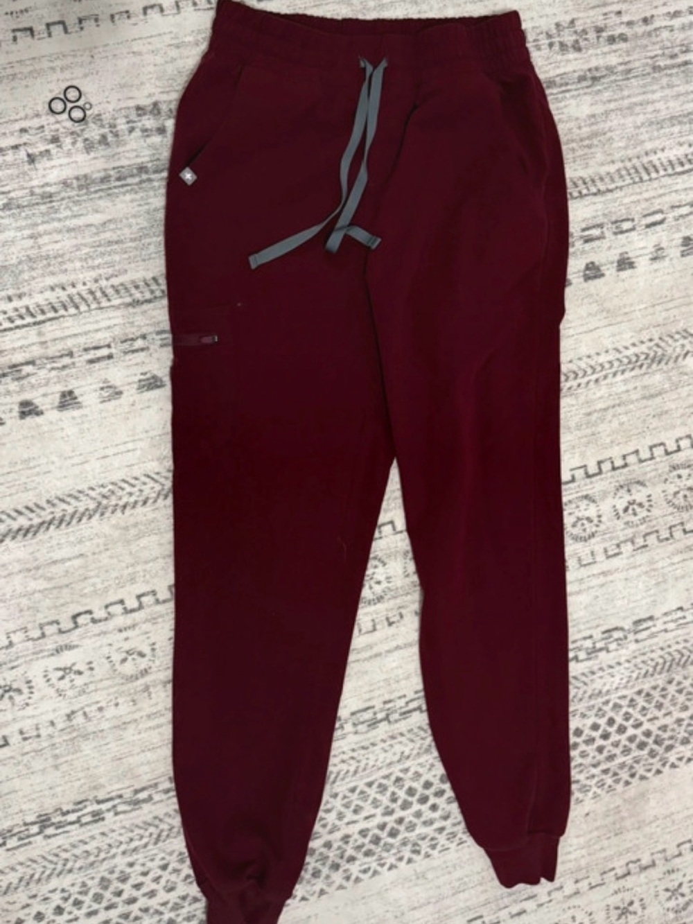 Figs Women’s Burgundy Joggers with Gray Drawstring